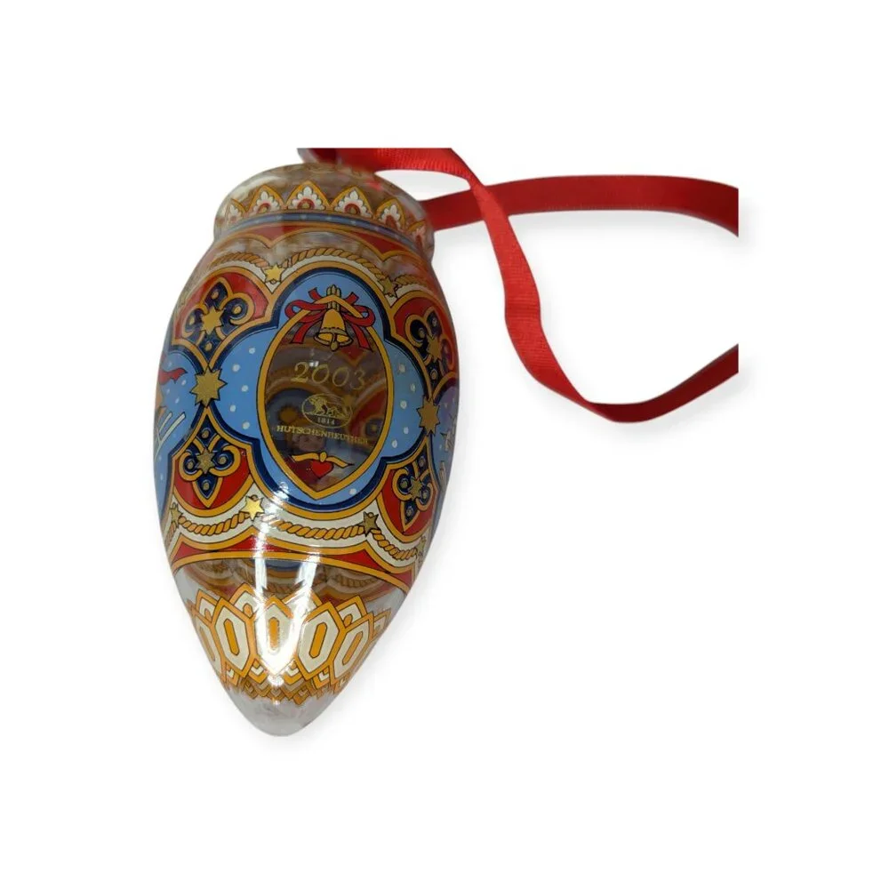 Hutschenreuther Glas Glocke Kristal Zapfen 2003 Winter Sports Motif Ornament